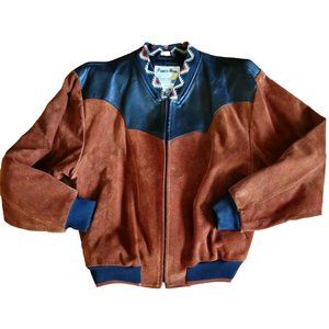 PIONEER WEAR Suede Western Bomber Jacket Size S 40 Cinnamon Black Vintage